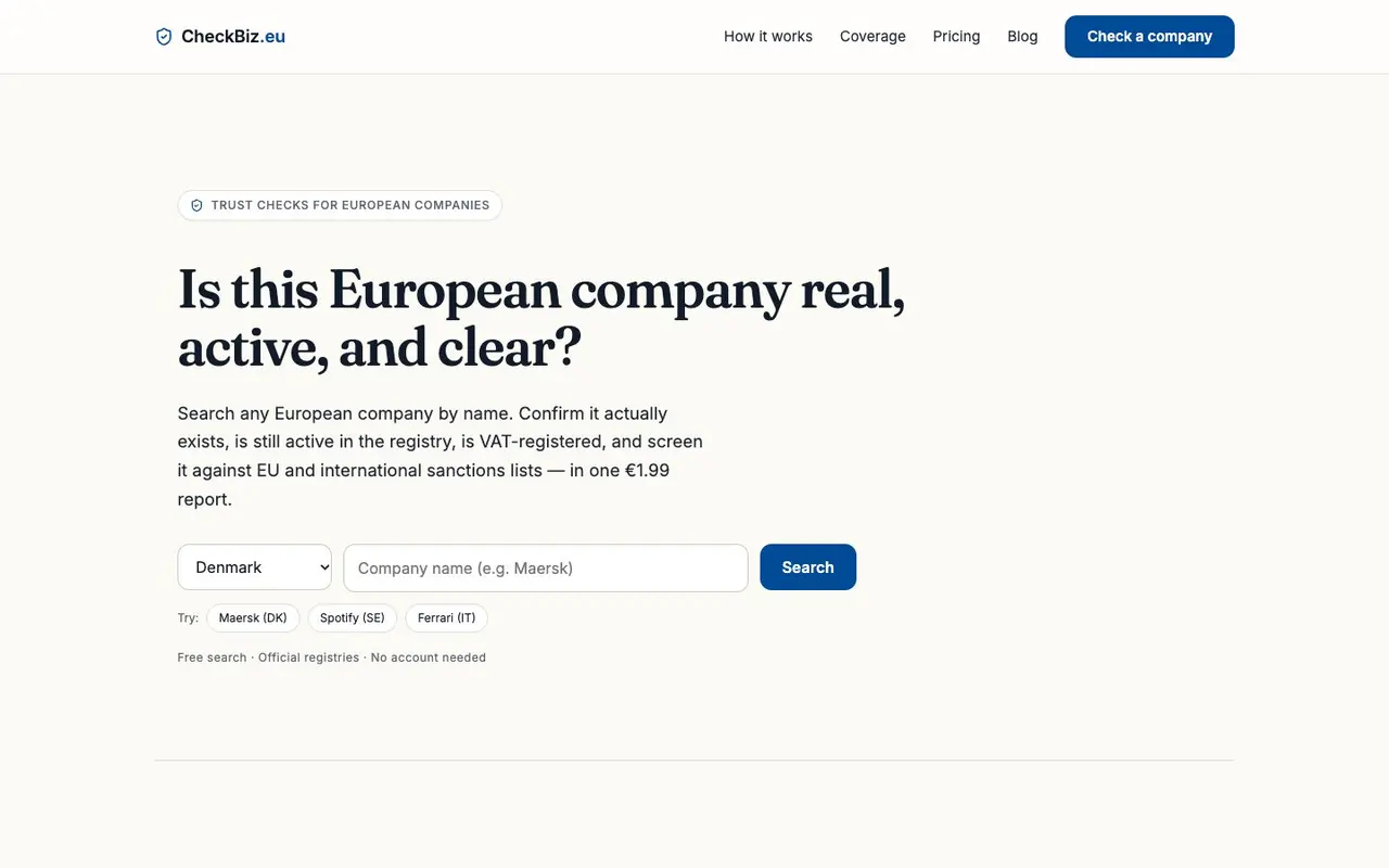 CheckBiz.eu — Er det europæiske firma sikkert at handle med?