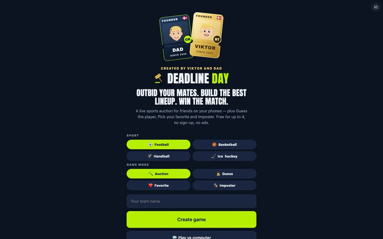 Deadline Day — Byd mod dine venner, byg det bedste hold, vind kampen.