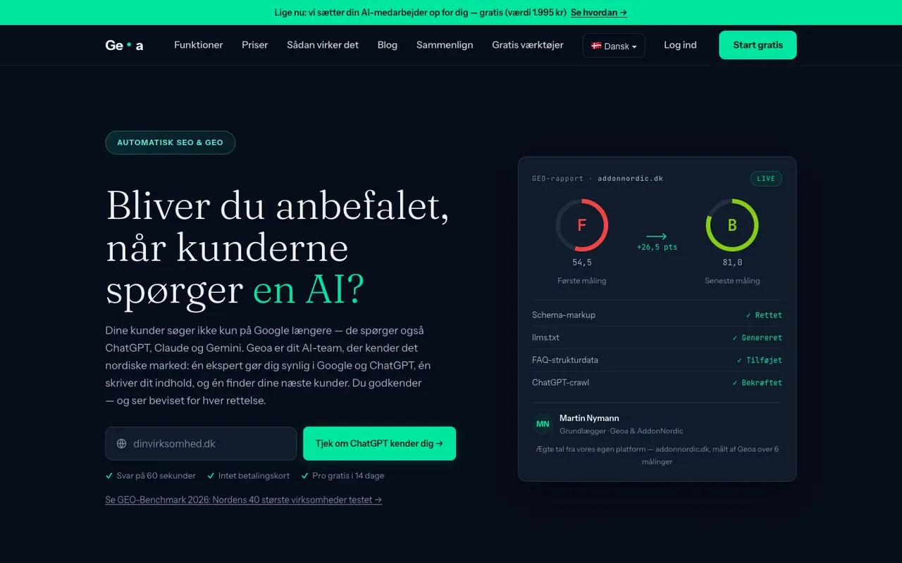 Geoa — Bliv synlig på Google — og fundet af ChatGPT.