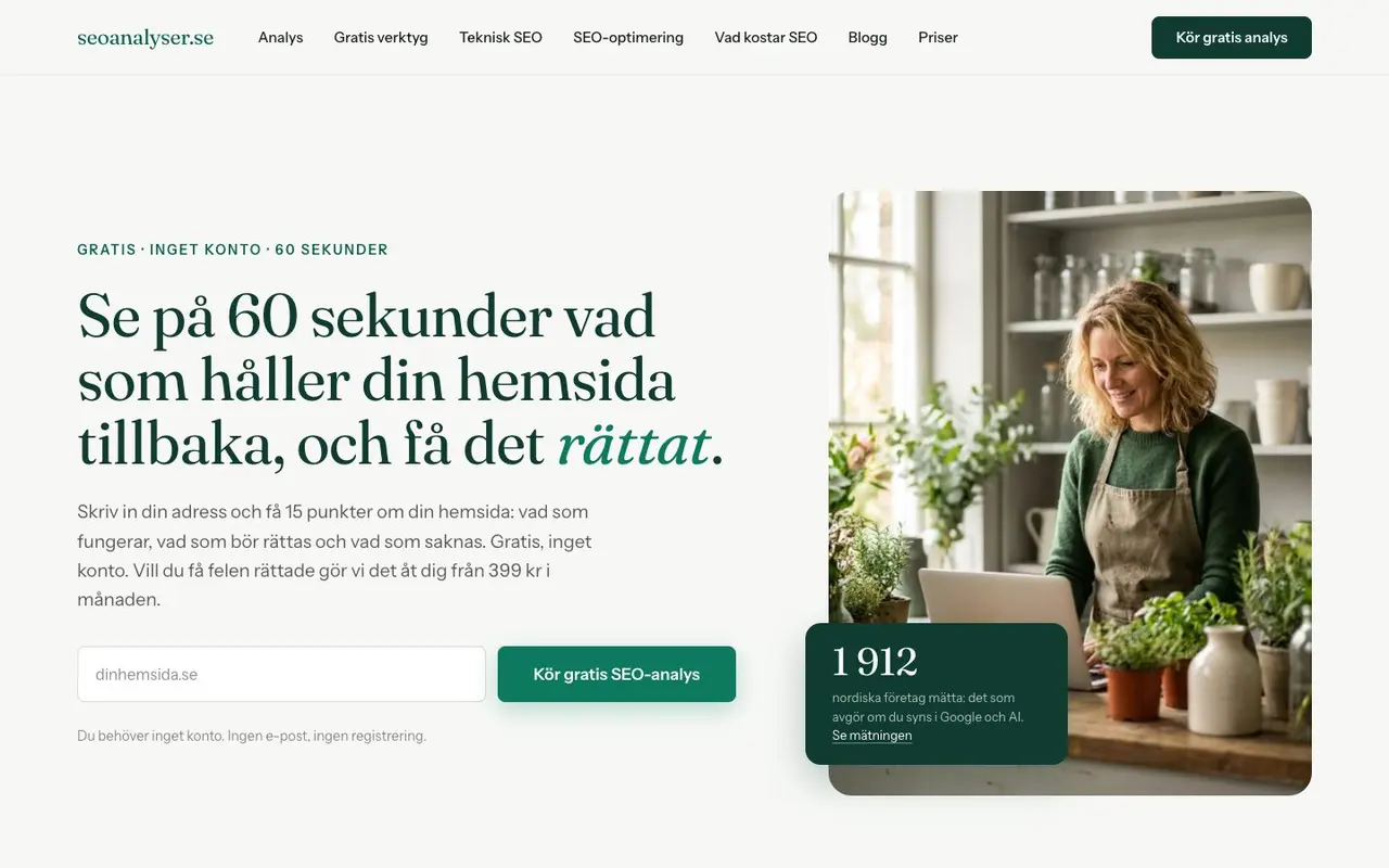 seoanalyser.se — Hjemmesidetjekket til svenske virksomheder — på svensk.